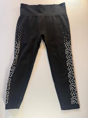 Fabletics Seamless Printed Capri Black Polka Dot Womens M